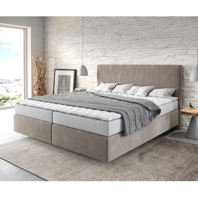 DELIFE Boxspringbett Dream-Well 180x200 cm Mikrofaser Beige mit Matratze und Topper, Boxspringbetten Image