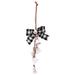 White Bells w/Black/White Plaid Bow Drop Ornament - 7" high.