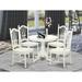 East West Furniture Dinette Set- A Round Kitchen Table and Dining Room Chairs, Linen White (Pieces Options)