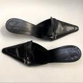 Burberry Shoes | Burberry Black Leather Mule Loafer Backless Stiletto Heels | Color: Black/Silver | Size: 7.5