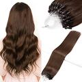 0.5g Micro Loop Hair 0.5g/s 100s Straight Human Hair Extensions Easy Loop Brazilian Remy Hair Micro Ring Hair Extensions(16 inch, 4 Medium Brown)