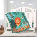 YJM Jungle Cot Bedding Set for Boys 3pcs, Cot Sheet/Cot Skirt/Cot Quilt Included, Baby Boy Crib Set, Machine Washable, Green Lion