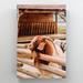 Gracie Oaks Brown & White Goat On Brown Wooden Fence - 1 Piece Rectangle Graphic Art Print On Wrapped Canvas in Brown/White | 14 H x 11 W in | Wayfair