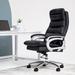 Inbox Zero Faux Office Executive Chair w/ Detachable Cushion, Home Adjustable Ergonomic Computer Seat Upholstered in Black | Wayfair