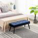 Willa Arlo™ Interiors Letson Upholstered Bench Velvet in Blue/Black | 17 H x 40.25 W x 16.25 D in | Wayfair D8113A78EC9B4CEA9D281319C1554A19