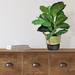 Mistana™ 30" Artificial Fiddle Leaf Fig Plant in Pot Plastic/Wicker/Rattan in Black | 30 H x 18 W x 18 D in | Wayfair
