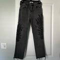 Free People Jeans | High Rise Fraught Crop Free People Jeans With Floral Embroidery | Color: Black | Size: 26