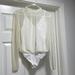 Free People Tops | Free People Onesie Sheer Long Slv Polka Dots Medium Worn Once! Off White/White | Color: Cream/White | Size: M