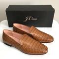 J. Crew Shoes | J. Crew Croc Embossed Leather Smoking Loafers Shoes | Color: Brown | Size: 8