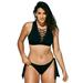 Plus Size Women's Lace-Up Bikini Top by Swimsuits For All in Black (Size 16)