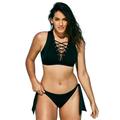 Plus Size Women's Lace-Up Bikini Top by Swimsuits For All in Black (Size 10)