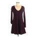 Express Outlet Casual Dress - A-Line: Burgundy Solid Dresses - Women's Size Small