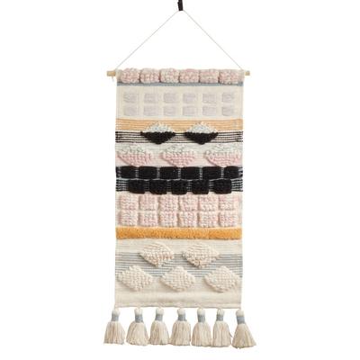 Textured Woven Wall Hanging With Chunky Tassels - ...