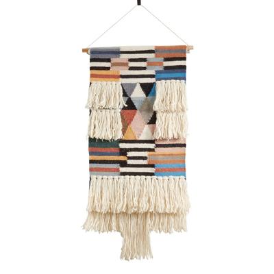 Textured Woven Wall Hanging With Fringe Design - S...