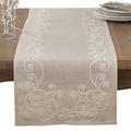 Embroidered Swirl Design Linen Blend Table Runner - Saro Lifestyle 001.N1690B