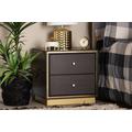 Baxton Studio Cormac Mid-Century Modern Transitional Dark Brown Finished Wood and Gold Metal 2-Drawer Nightstand - Wholesale Interiors LV28ST28240-Modi Wenge-NS