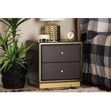 Baxton Studio Cormac Mid-Century Modern Transitional Dark Brown Finished Wood and Gold Metal 2-Drawer Nightstand - Wholesale Interiors LV28ST28240-Modi Wenge-NS
