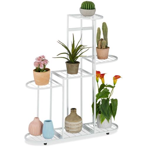 Relaxdays - Blumentreppe Metall, für 7 Topfpflanzen, Blumenregal innen & außen, hbt: 82x70,5x23cm,