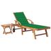 vidaXL Sun Lounger with Table and Cushion Solid Teak Wood - 76.8" x 23.4" x 13.8"