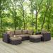 Sol 72 Outdoor™ Brentwood 6 Piece Rattan Sectional Seating Group w/ Cushions Synthetic Wicker/All - Weather Wicker/Wicker/Rattan in Orange | Wayfair