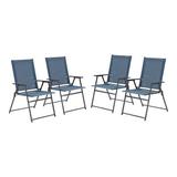 Vicllax Folding Patio Dining Chair Set Of 4 Sling in Black | 37.4 H x 20.1 W x 25.8 D in | Wayfair FDC04DB