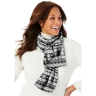 Women's Microfleece Scarf by Accessories For All in Black Fair Isle