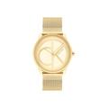 Calvin Klein Analog Quarzuhr Unisex mit Gelbgoldfarbenes Edelstahl-Mesh-Gliederarmband - 25200034