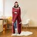 Hooded Blanket Throw Wearable Cuddle Solid Flannel - Red - Safdie & Co 65765.ECZ.11