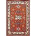 Traditional Geometric Kazak Wool Area Rug Hand-knotted Oriental Carpet - 4'0" x 6'0"