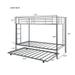 Modern Metal Twin over Twin Stainless Steel Bunk Bed with a Trundle Bed, 2 Fixed Ladder and Full Length Guardrail