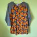 Lularoe Tops | Lularoe Orange Gray Mickey Mouse Tribal Print Baseball T Shirt Size 2xl | Color: Gray/Orange | Size: Xxl