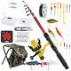 Alwonder All-round Fishing Rod and Reel Combo Telescopic Fishing Rod and Spinning Reel Complete Set with Lure Kits Fully Accessories in Tackle Box and Backpack Chair for Saltwater Freshwater