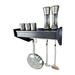 Latitude Run® Reilly Modern Kitchen Wall Shelf w/ Steel Hanging Rack & Hooks Wood/Metal in Gray/Black | 7.7 H x 17.2 W x 9.8 D in | Wayfair