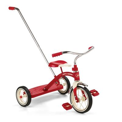 Radio Flyer 34TX Classic Steel Framed Tricycle with 3 Position Push Handle, Red - 17.2