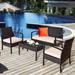 Gymax 4PCS Patio Rattan Set Cushioned Sectional Sofa Glass Table - See Details