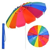 8FT Beach Umbrella Portable Sunshade Umbrella with Sand Anchor