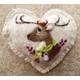 Decorative felt heart Needle felted Deer /Stag / Elk Heart with meadow flowers, Felt heart hanging decoration - personalised with name