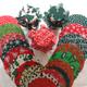 40 x jam jar tops XMAS MIX Fabric INCLUDES bands and sticky jar labels X 40 3 sizes avalible