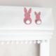 Pink Bunnies Blackout Roman Blind with Pom Pom Trim