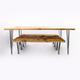 Rustic Hairpin Dining Table with Benches. Country Farmhouse Steel Leg Home Furniture. Chunky - By DAB Chic & Vintage