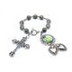 Saint Valentine silver and glass prayer chaplet with two heart medals and filigree cross.