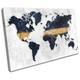Modern Navy Gold Effect World Maps Flags SINGLE Canvas Art Print Box Framed Picture Wall Hanging