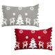 Christmas Cushion, Grey Christmas Pillow, Red Christmas Cushion, Pillow With Pom Pom, Reindeer Pillow, Xmas Home Decor, Decorative Cushion