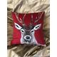 Christmas Stag deer cushion cover red velvet year round country farmhouse Scottish decor stunning wildlife animal gift for him her art