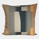Square Combed Stripe Cushion - Charcoal, Orange + Taupe