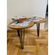 ZINA 2 Designed coffee table with three tops and hairpin legs