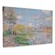 Claude Monet Spring_by_the_Seine Framed Canvas Picture Print Wall Art #A296