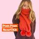 Pompom scarf knit kit, learn to knit kit, beginner knitting kit, perfect Christmas gift, beginner friendly knitting kit, pompom scarf kit