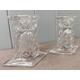 Pair of Vintage Glass Candlestick Holders, Diamond Shape