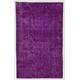 Vintage Accent Rug Overdyed in Purple Color for Modern Interiors, Hand-Knotted in Turkey. 4x6.5 Ft, BD443.